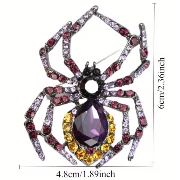 🌺 🌺 🌺 Large  Sparkling Purple Spider Brooch - Picture 4 of 5